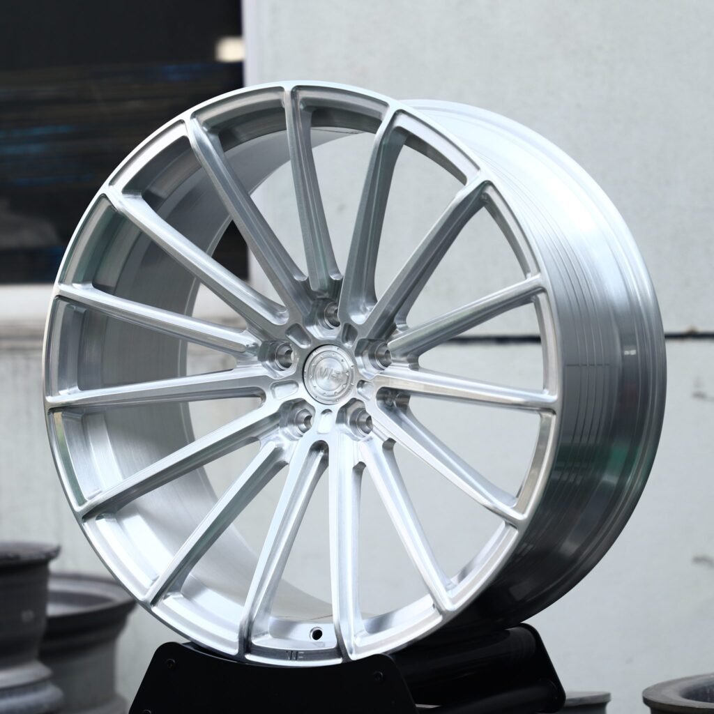 5x130 wheels – Brushed Silver Multi-Spoke (Wheelforce-Style), side view