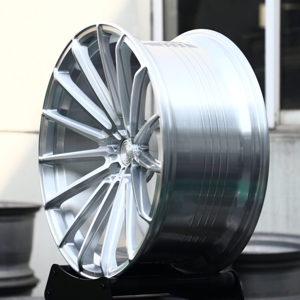 BMW M4 F82 wheels – Brushed Silver Multi-Spoke (Wheelforce-Style), lip and barrel detail