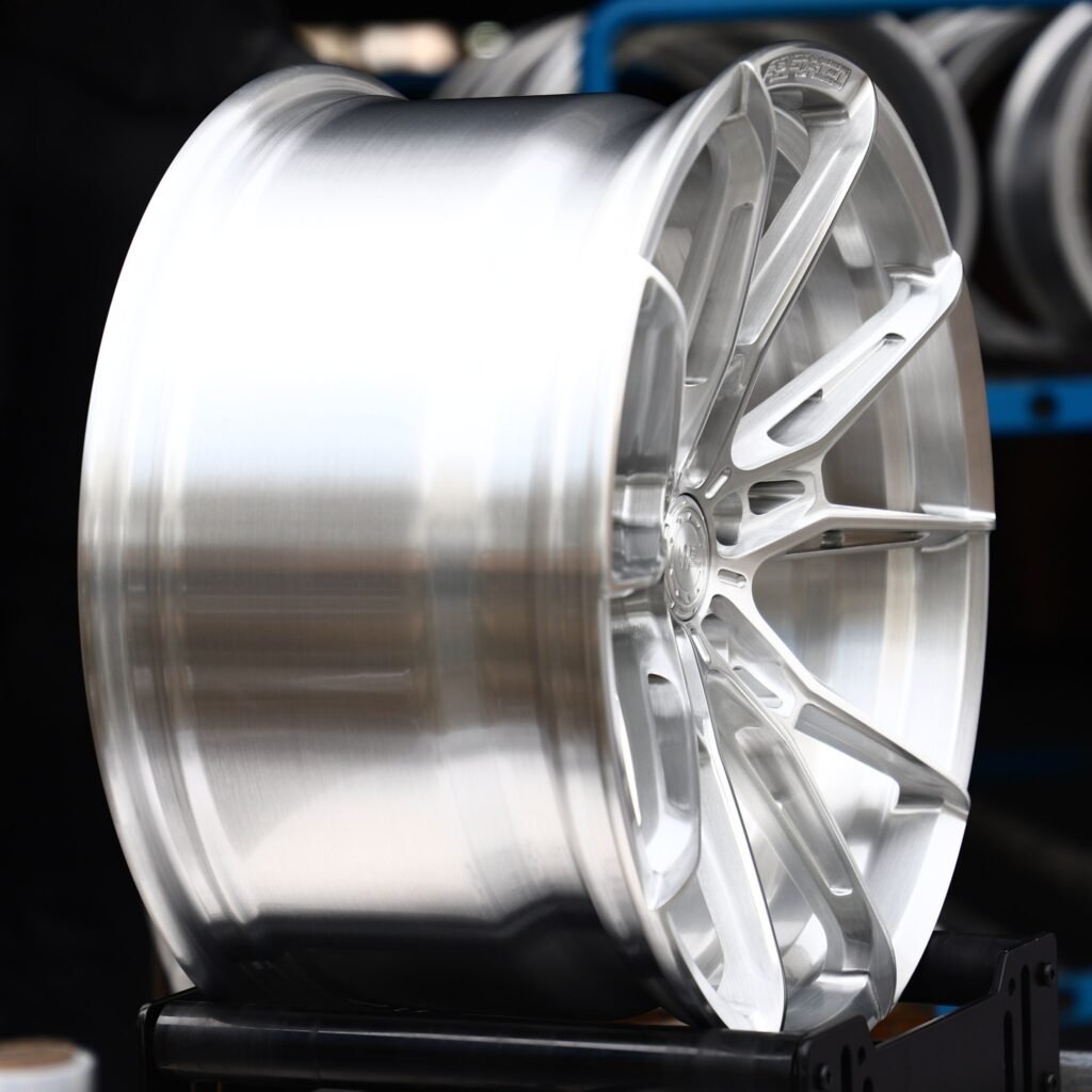 5x130 wheels – Brushed Silver Side-Milled 5 Y-Spoke (Wheelforce-Style), side view
