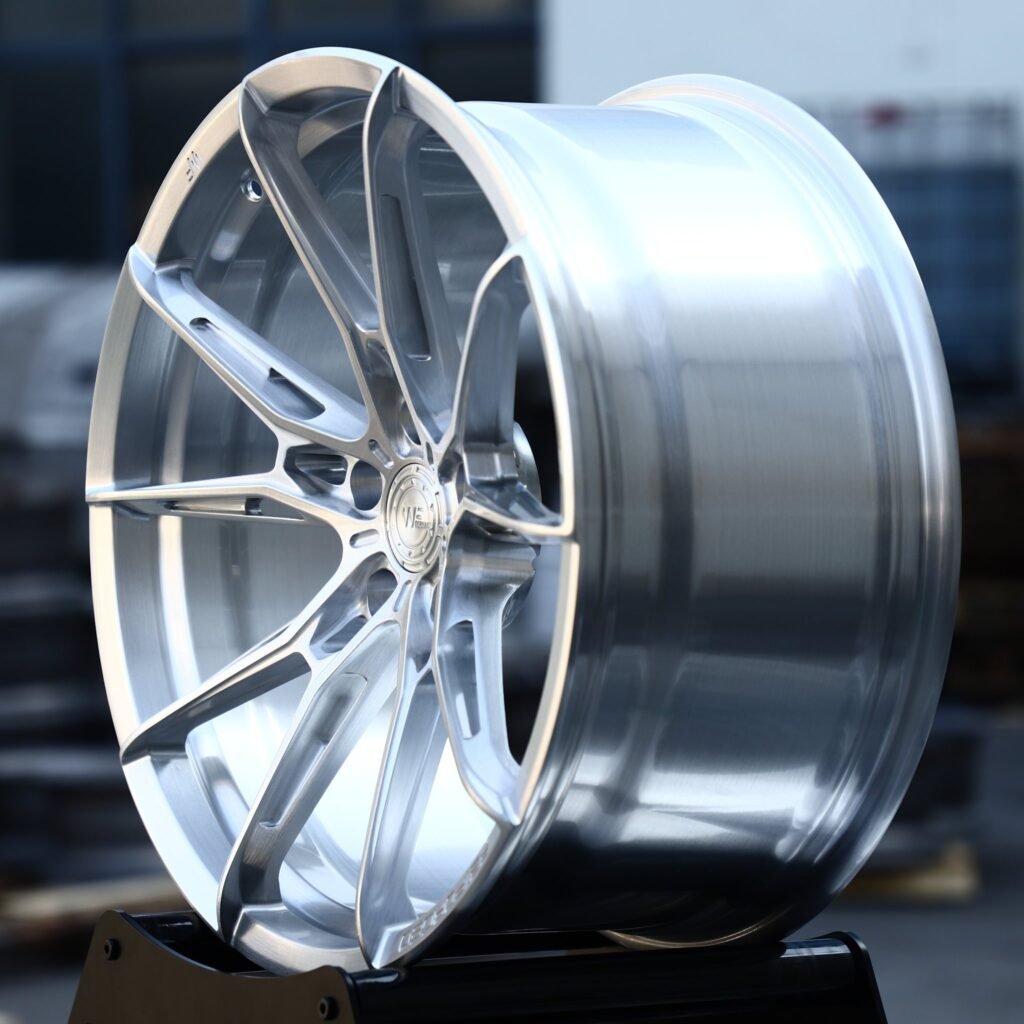 5x130 wheels – Brushed Silver Side-Milled Multi-Spoke (Wheelforce-Style), side view