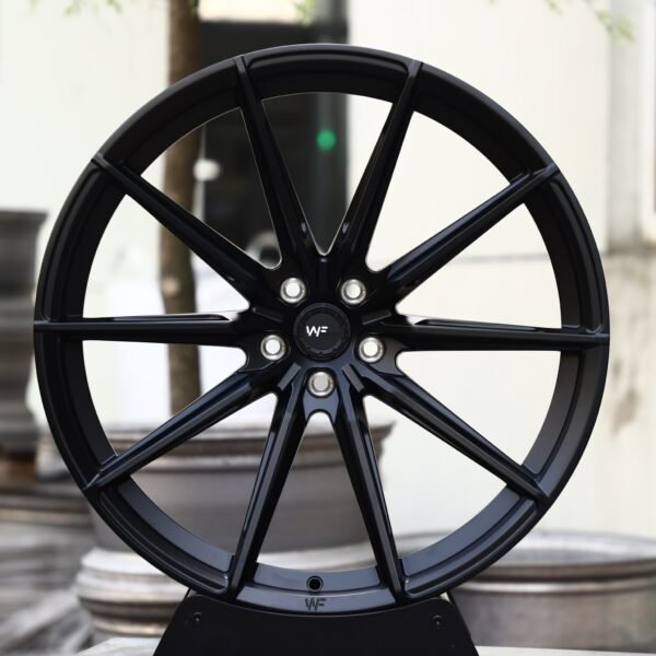 Porsche 911 wheels – Gloss Black 10 Directional-Spoke (Wheelforce-Style), front view