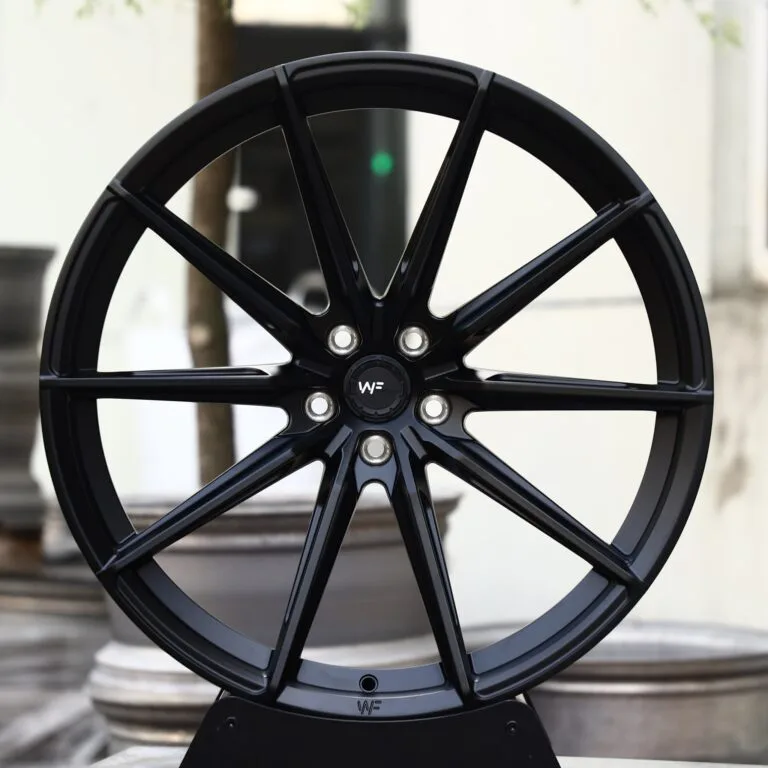 Wheelforce-Style Gloss Black 10 Directional-Spoke Forged Wheels – Porsche 911 / M3, front view