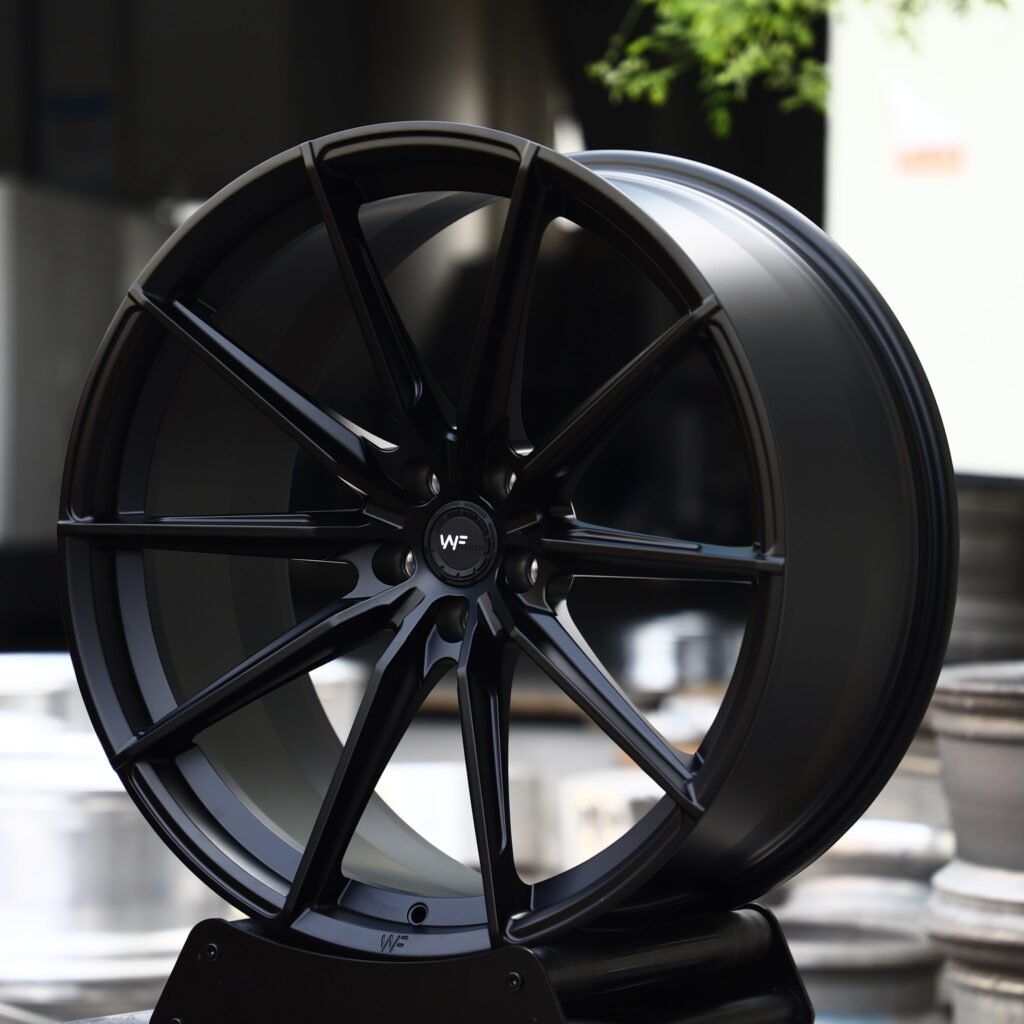BMW M3 wheels – Gloss Black 10-Spoke (Wheelforce-Style), angled view