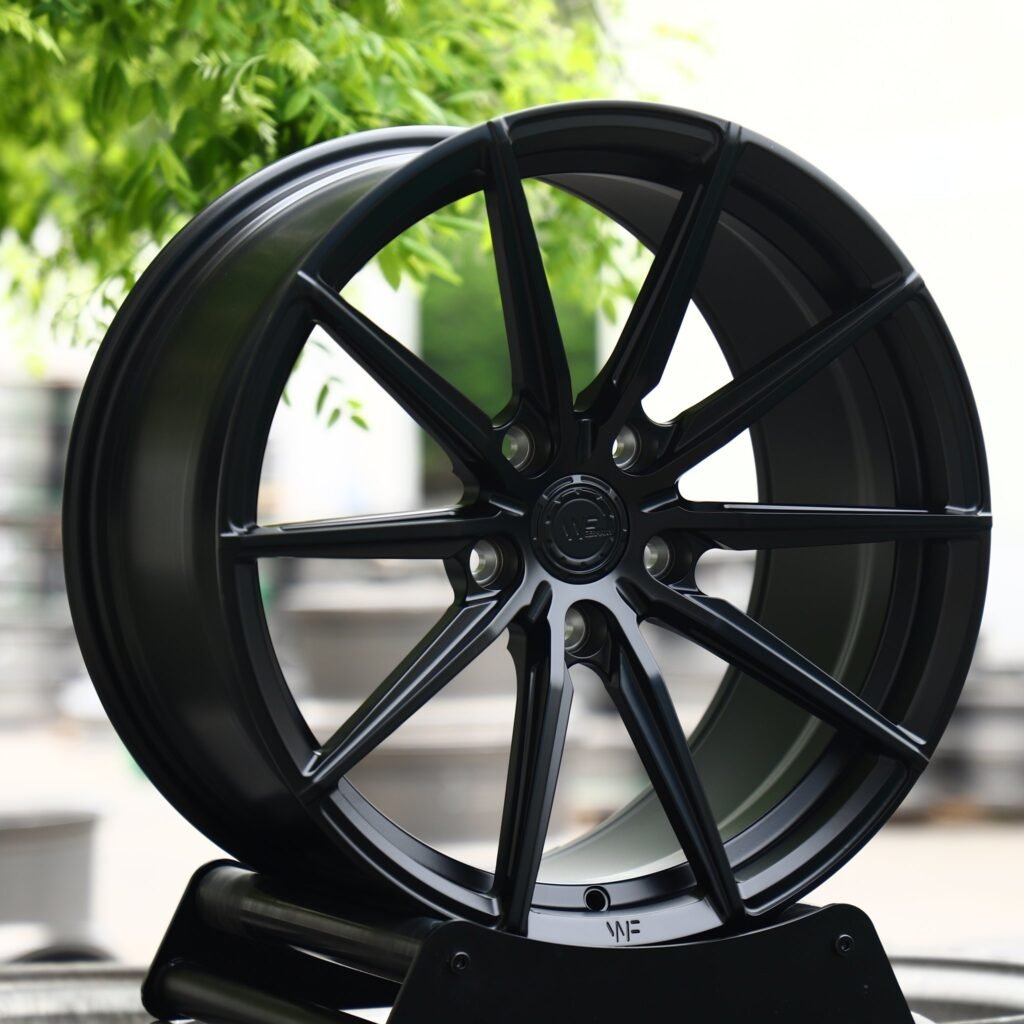 BMW M3 wheels – Gloss Black 10-Spoke (Wheelforce-Style), angled view