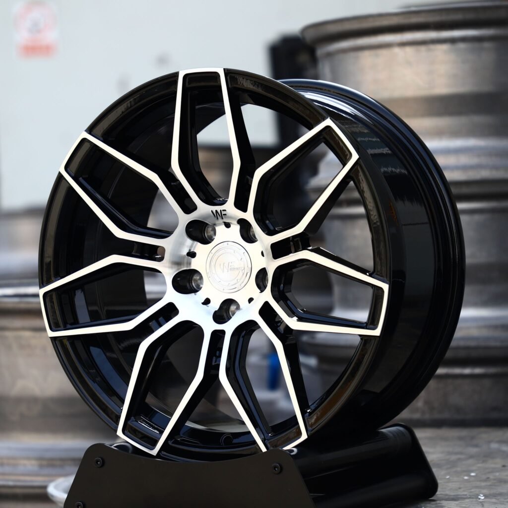 5x130 wheels – Gloss Black Machined Petal (Wheelforce-Style), side view