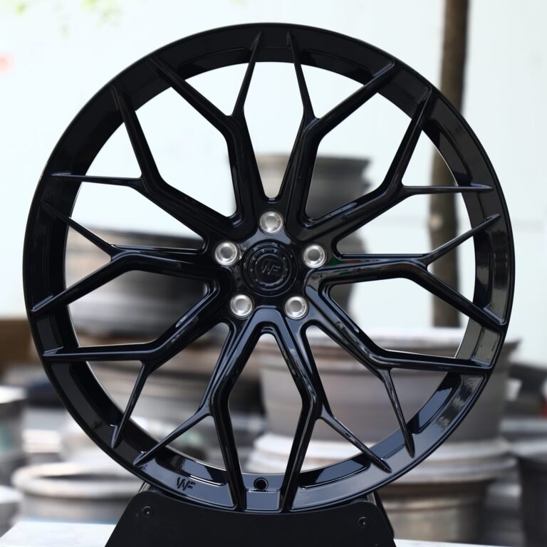 Porsche 911 wheels – Gloss Black Mesh Multi-Spoke (Wheelforce-Style), front view
