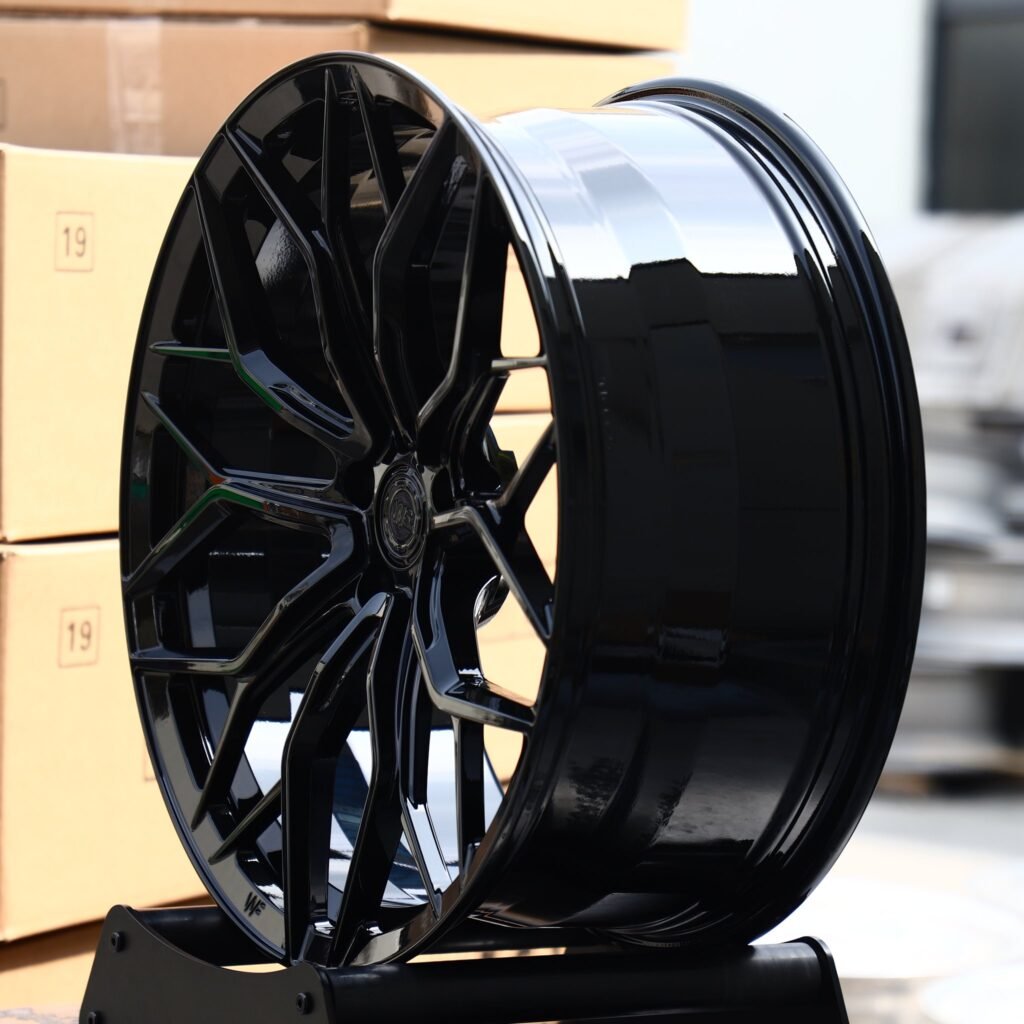 5x130 wheels – Gloss Black Mesh Multi-Spoke (Wheelforce-Style), side view
