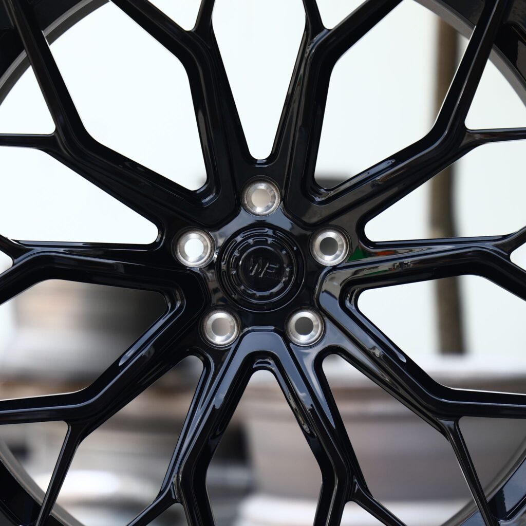 BMW M4 F82 wheels – Gloss Black Mesh Multi-Spoke (Wheelforce-Style), lip and barrel detail