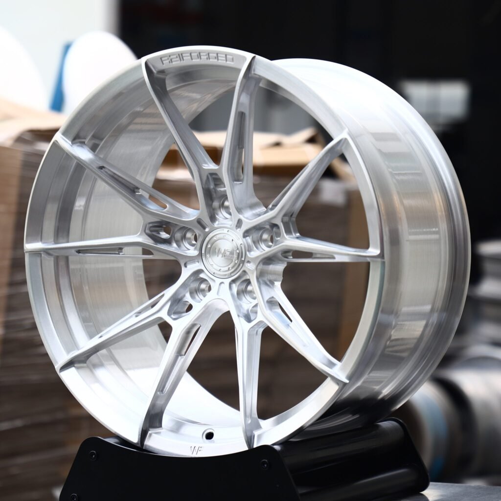 BMW M3 wheels – Hyper Silver Side-Milled 5 Y-Spoke (Wheelforce-Style), angled view