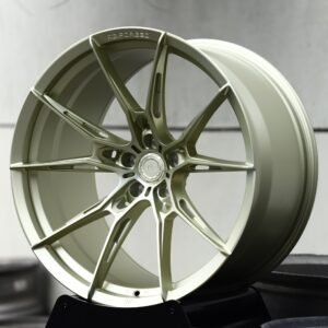 Wheelforce-Style Matte Olive Directional Multi-Spoke Forged Wheels – Porsche 911 / M3 Fitment (5-Lug)