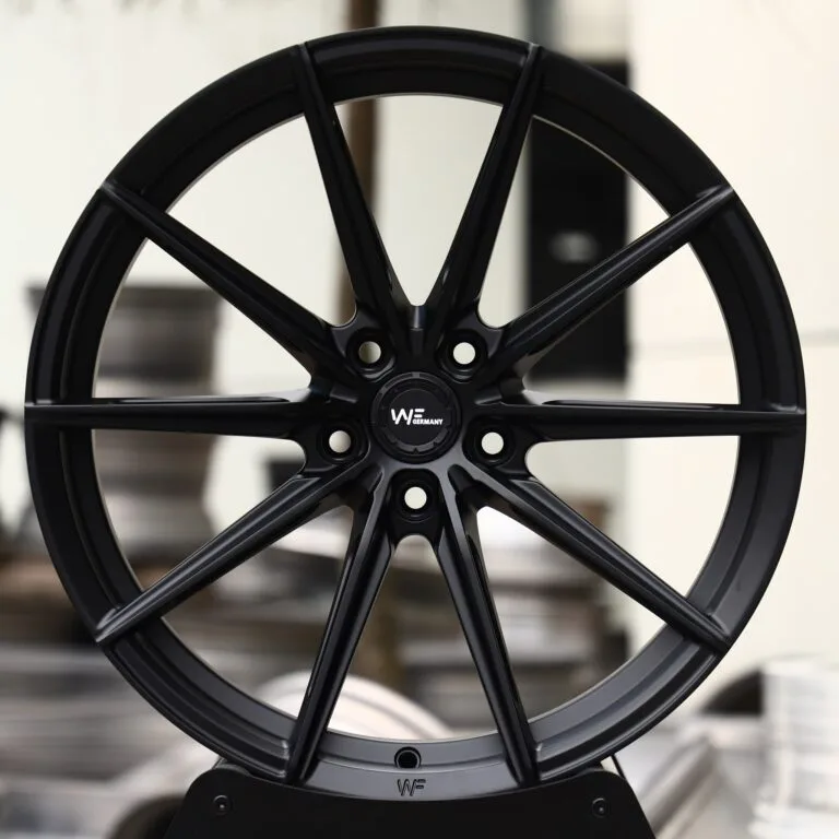 Wheelforce-Style Satin Black 10-Spoke Forged Wheels – Porsche 911 / M3, front view