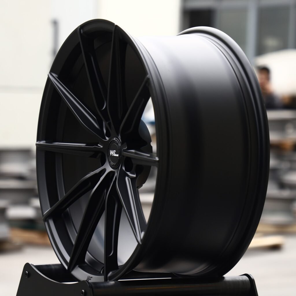 5x130 wheels – Satin Black 10-Spoke (Wheelforce-Style), side view