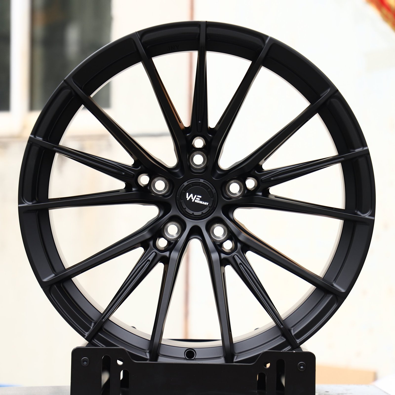 Porsche 911 wheels – Satin Black 5 W-Spoke (Wheelforce-Style), front view