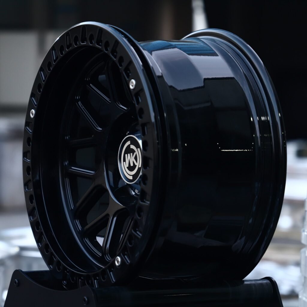 5x127 wheels – Gloss Black Mesh Beadlock (WK-Style), side view