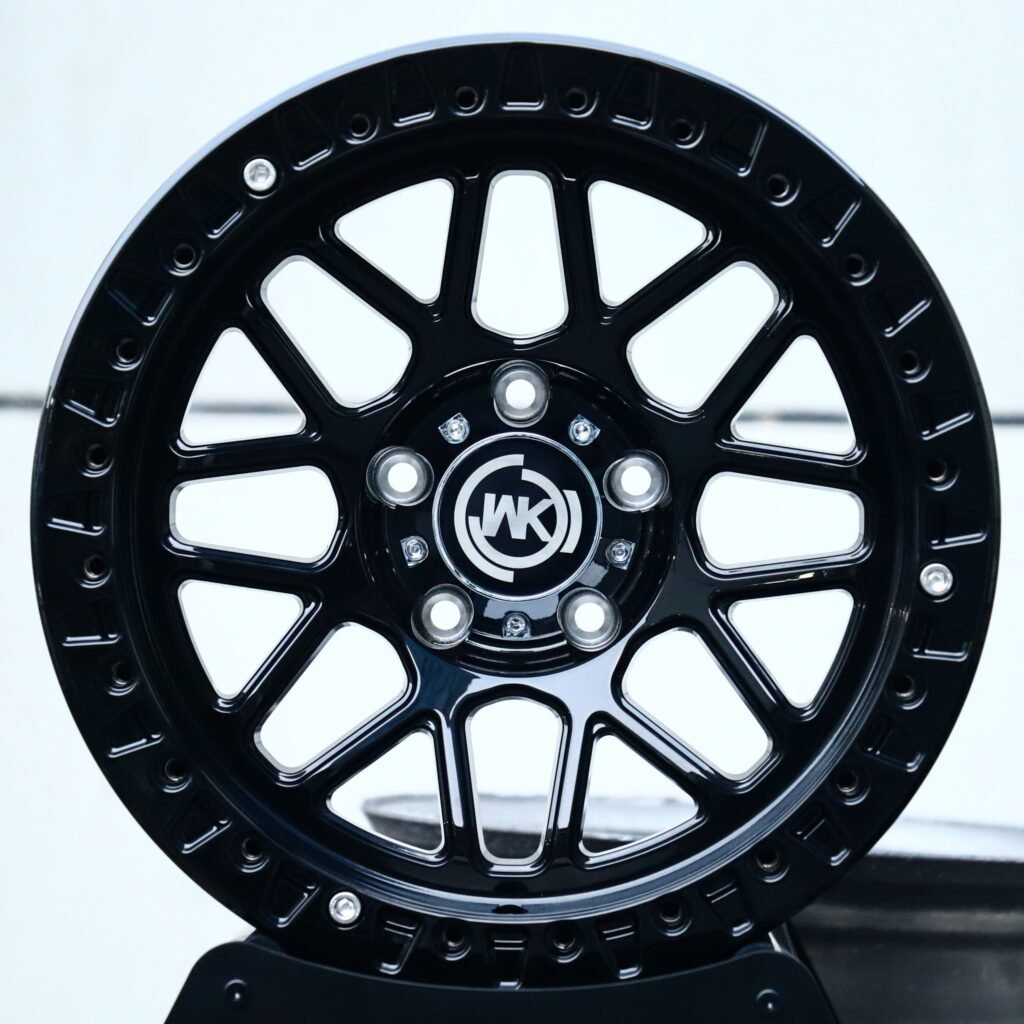 Jeep Wrangler wheels – Gloss Black Multi-Spoke (WK-Style), front view