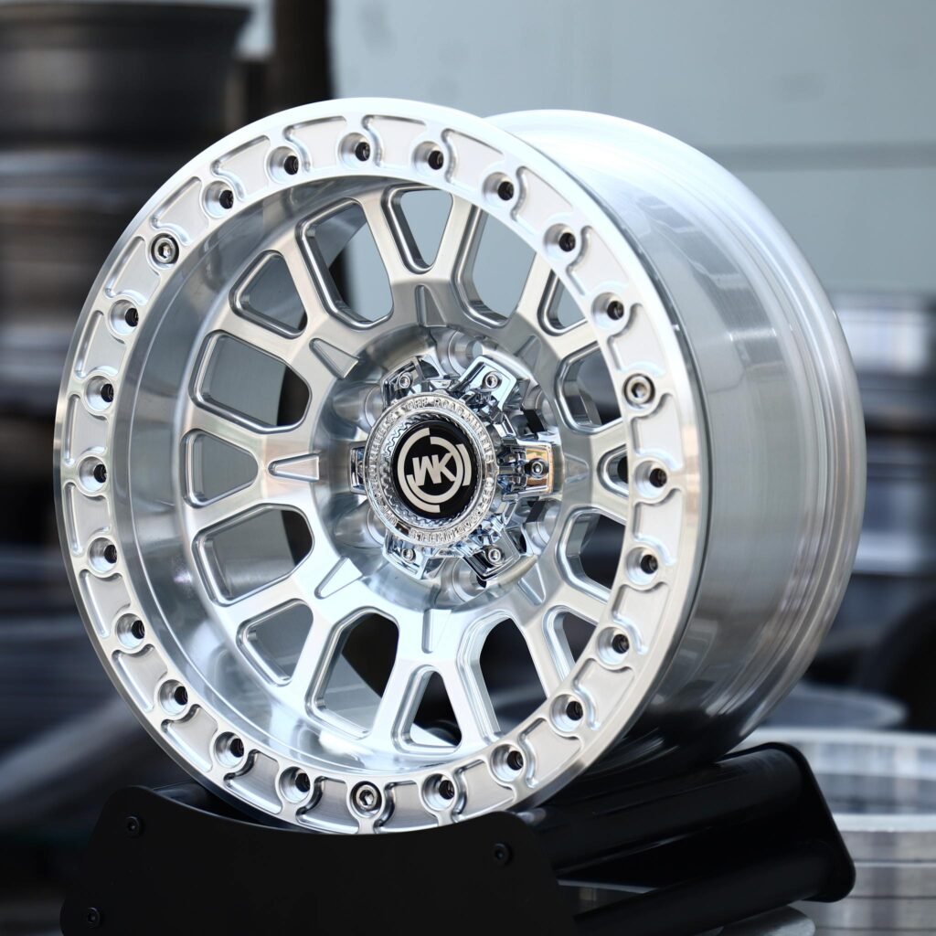 Toyota 4Runner wheels – Polished Multi-Spoke Beadlock (WK-Style), lip and barrel detail