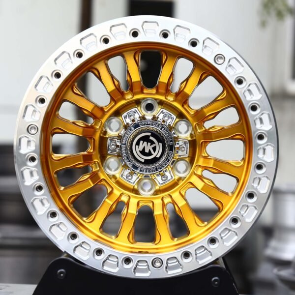 Ford F-150 wheels – Transparent Gold Multi-Spoke Beadlock (WK-Style), front view