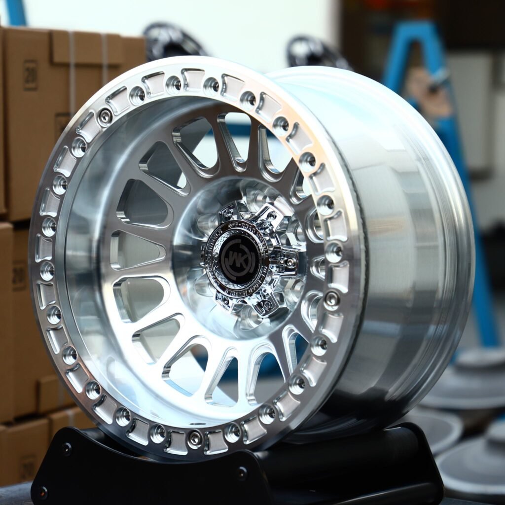 Chevrolet Silverado wheels – WK Wheels Matte Black Beadlock, angled view