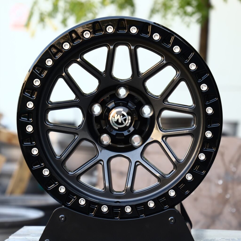 Jeep Wrangler wheels – WK Wheels Matte Black Custom Beadlock, front view
