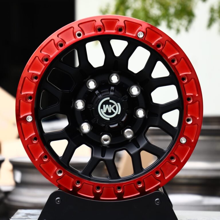 Ram 2500 wheels – WK Wheels Transparent Red Beadlock, front view