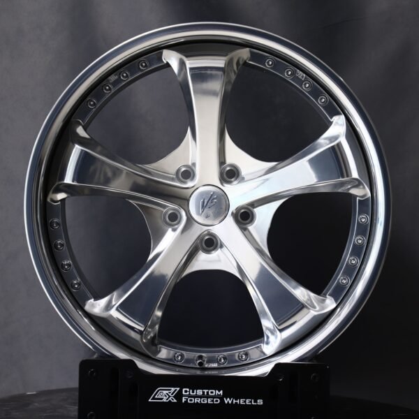 Porsche 911 wheels – Polished 5-Spoke 2-Piece (Work-Style), front view