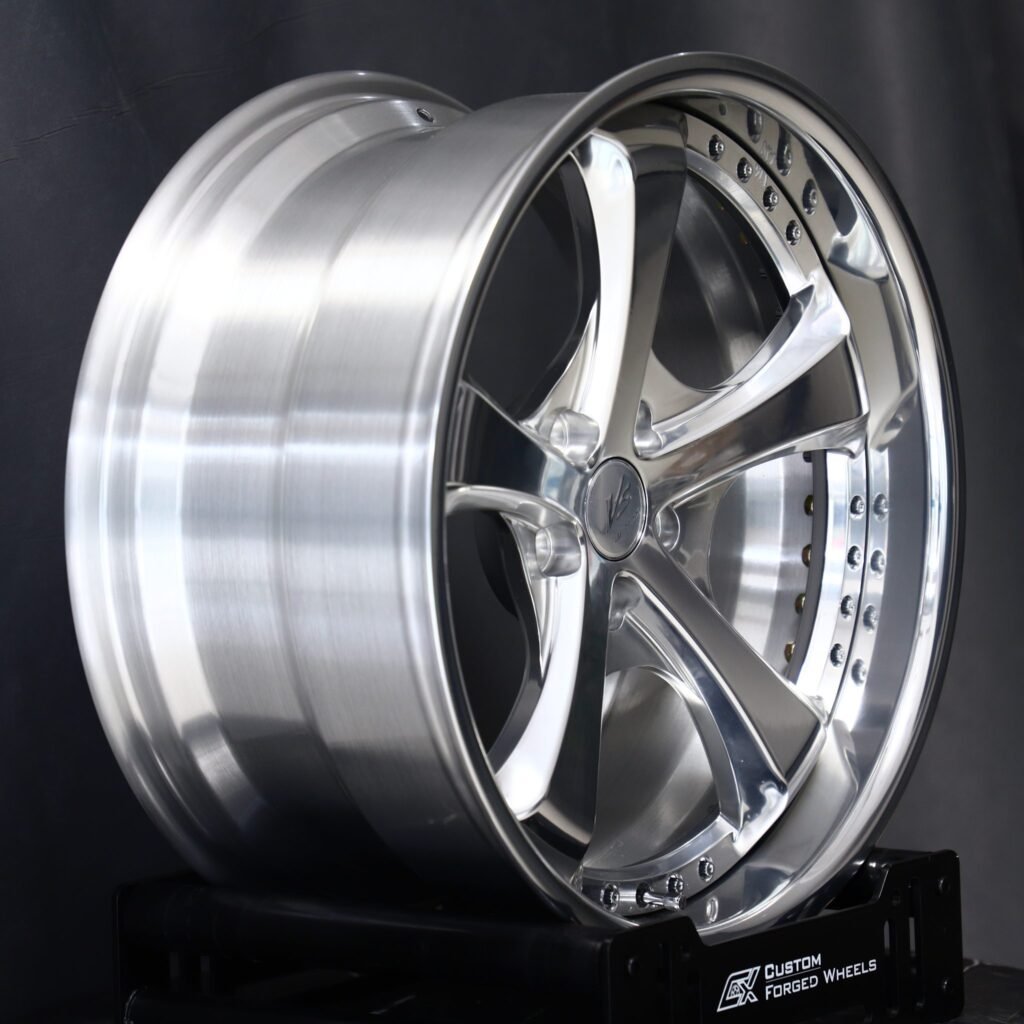 5x130 wheels – Polished 5-Spoke 2-Piece (Work-Style), side view