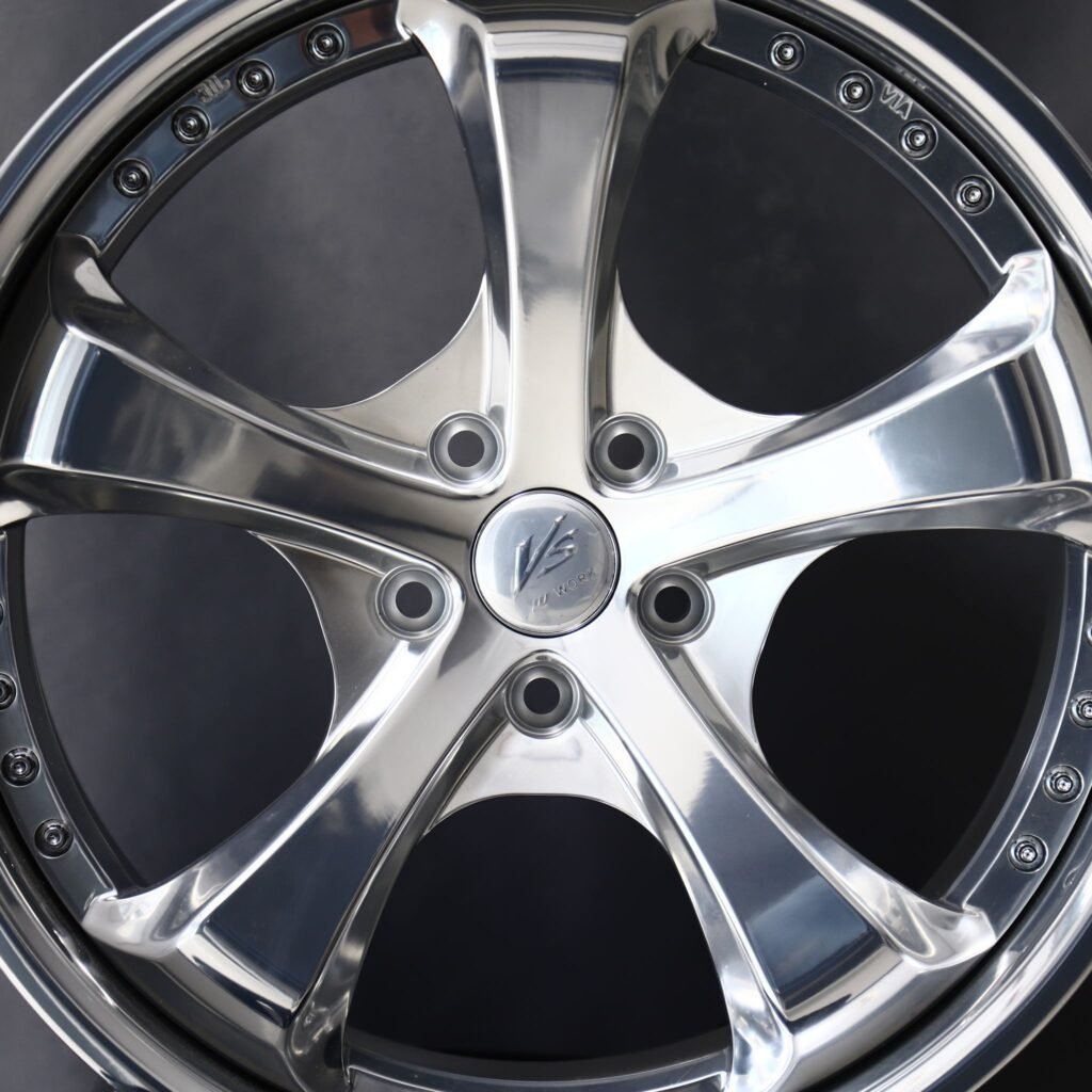 Toyota GR Supra wheels – Polished 5-Spoke 2-Piece (Work-Style), lip and barrel detail