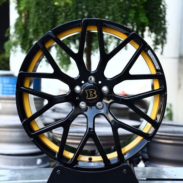 BMW M3 E46 wheels – Yellow / Black Custom, front view