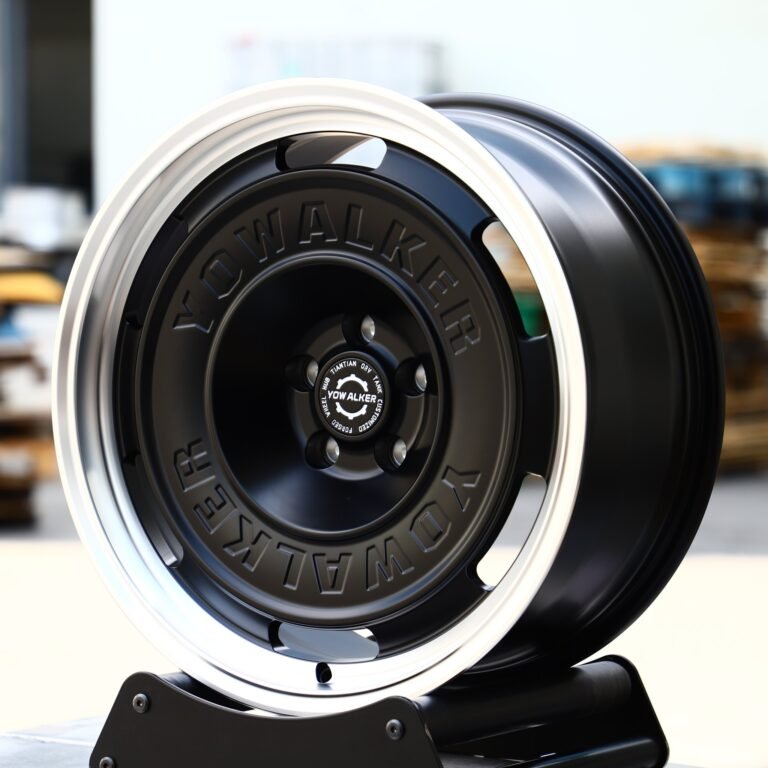 Toyota 4Runner wheels – Yowalker Matte Black Full-Face Machined Lip, front view