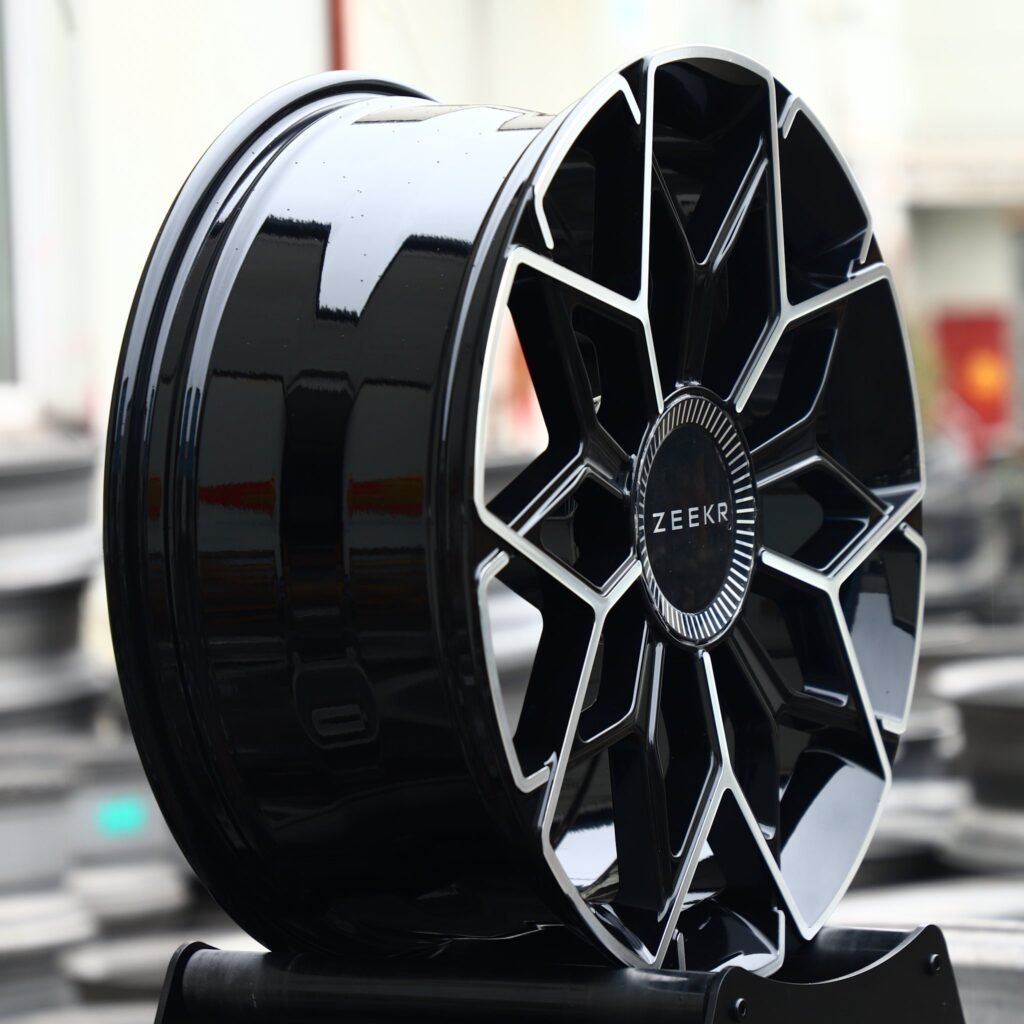 5x108 wheels – Gloss Black Machined Snowflake (Zeekr OEM-Style), side view