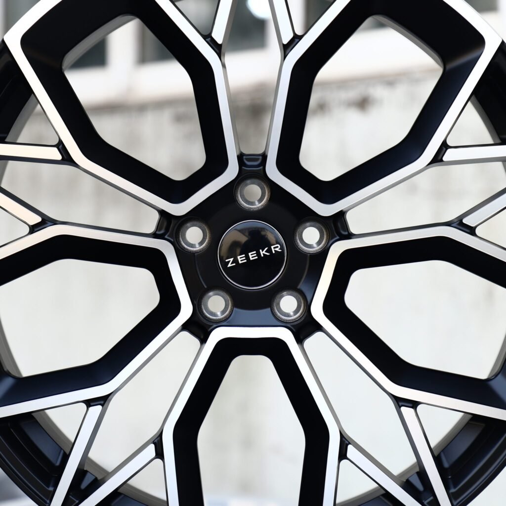 Zeekr X wheels – Matte Black Machined Petal (Zeekr OEM-Style), angled view