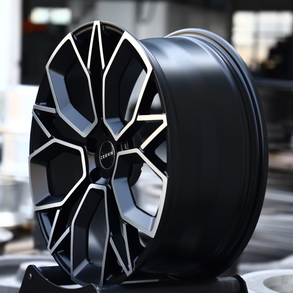 5x108 wheels – Matte Black Machined Petal (Zeekr OEM-Style), side view