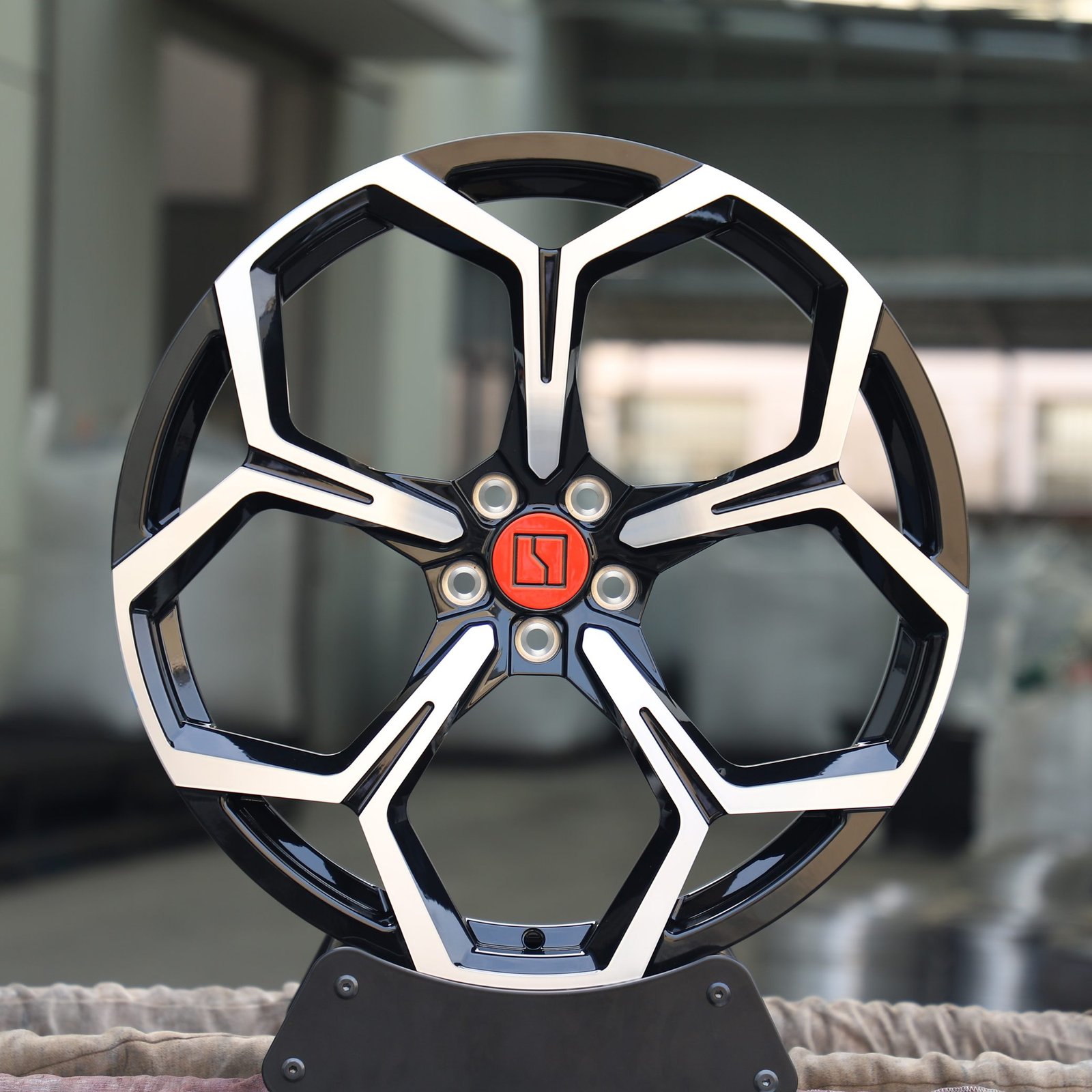 Zeekr 001 wheels – Matte Silver Petal-Spoke Machined Face, front view