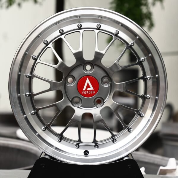 Ford Mustang wheels – Polished / Gunmetal Mesh 2-Piece Riveted Deep Lip (A Forged-Style), front view