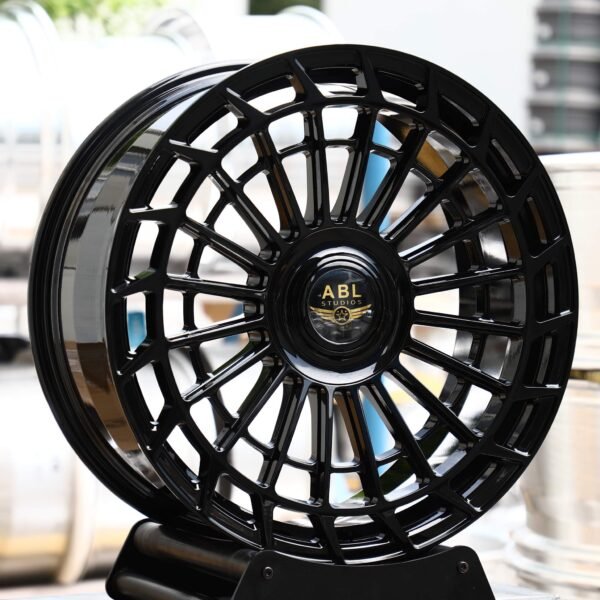 Bentley Continental GT wheels – Gloss Black Multi-Spoke Double Ring Floating Cap (ABL Studios-Style), front view