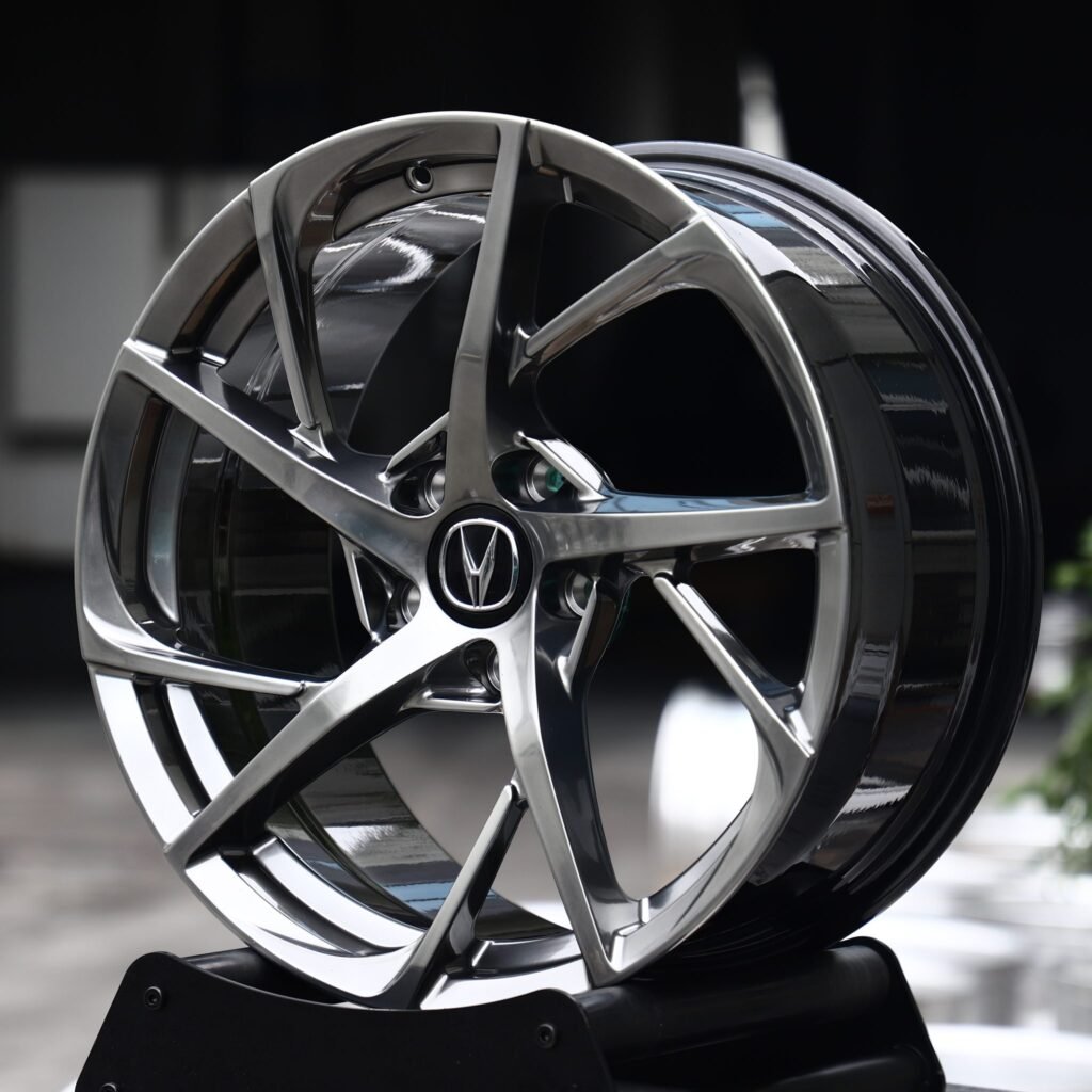 Acura MDX wheels – Black Chrome 5 Twin-Spoke Directional (Acura OEM-Style), angled view