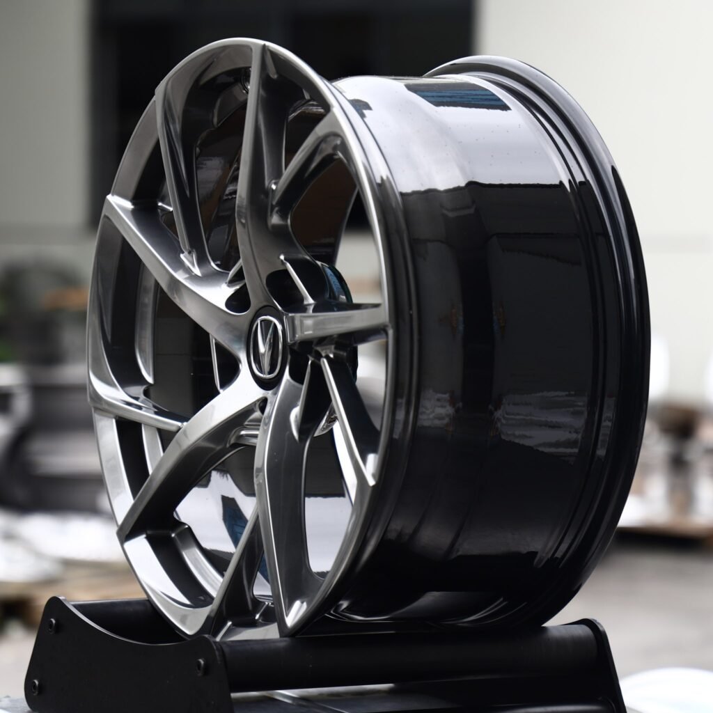 5x120 wheels – Black Chrome 5 Twin-Spoke Directional (Acura OEM-Style), side view