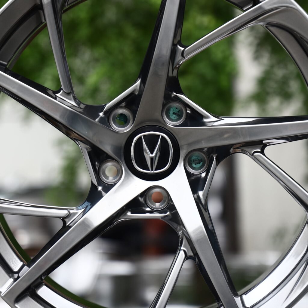 Acura NSX wheels – Black Chrome 5 Twin-Spoke Directional (Acura OEM-Style), lip and barrel detail
