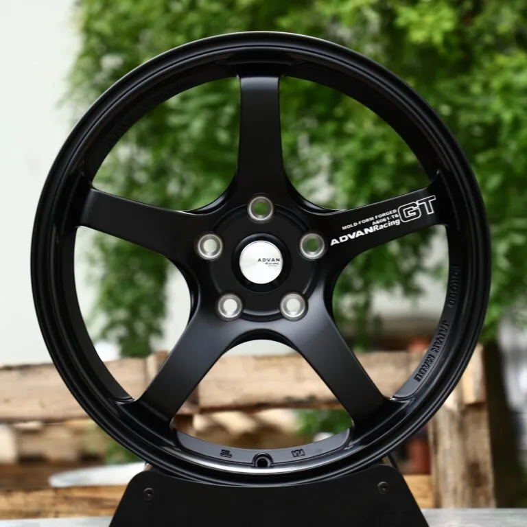 Tesla Model 3 wheels – Satin Black 5-Spoke (Advan-Style), front view