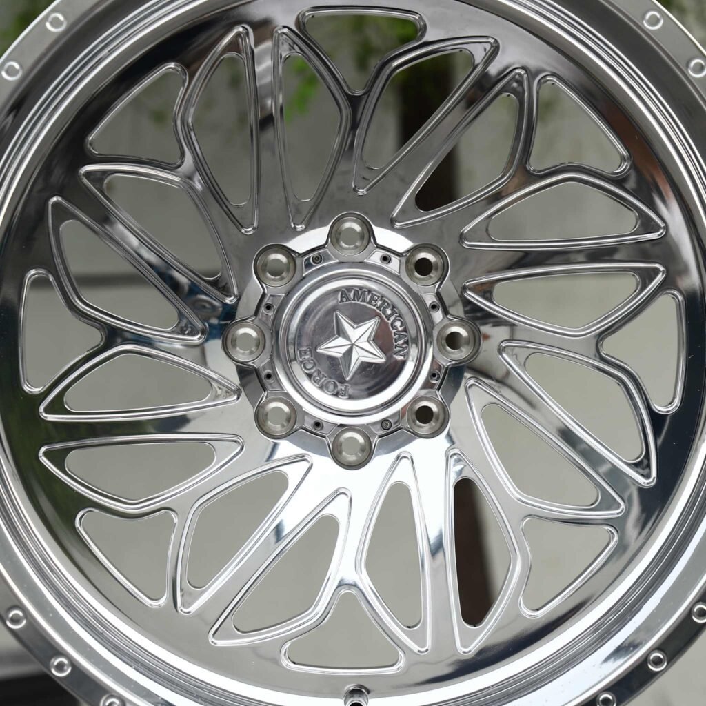 Chevrolet Silverado 2500HD wheels – Polished Mesh Deep Dish (American Force-Style), lip and barrel detail
