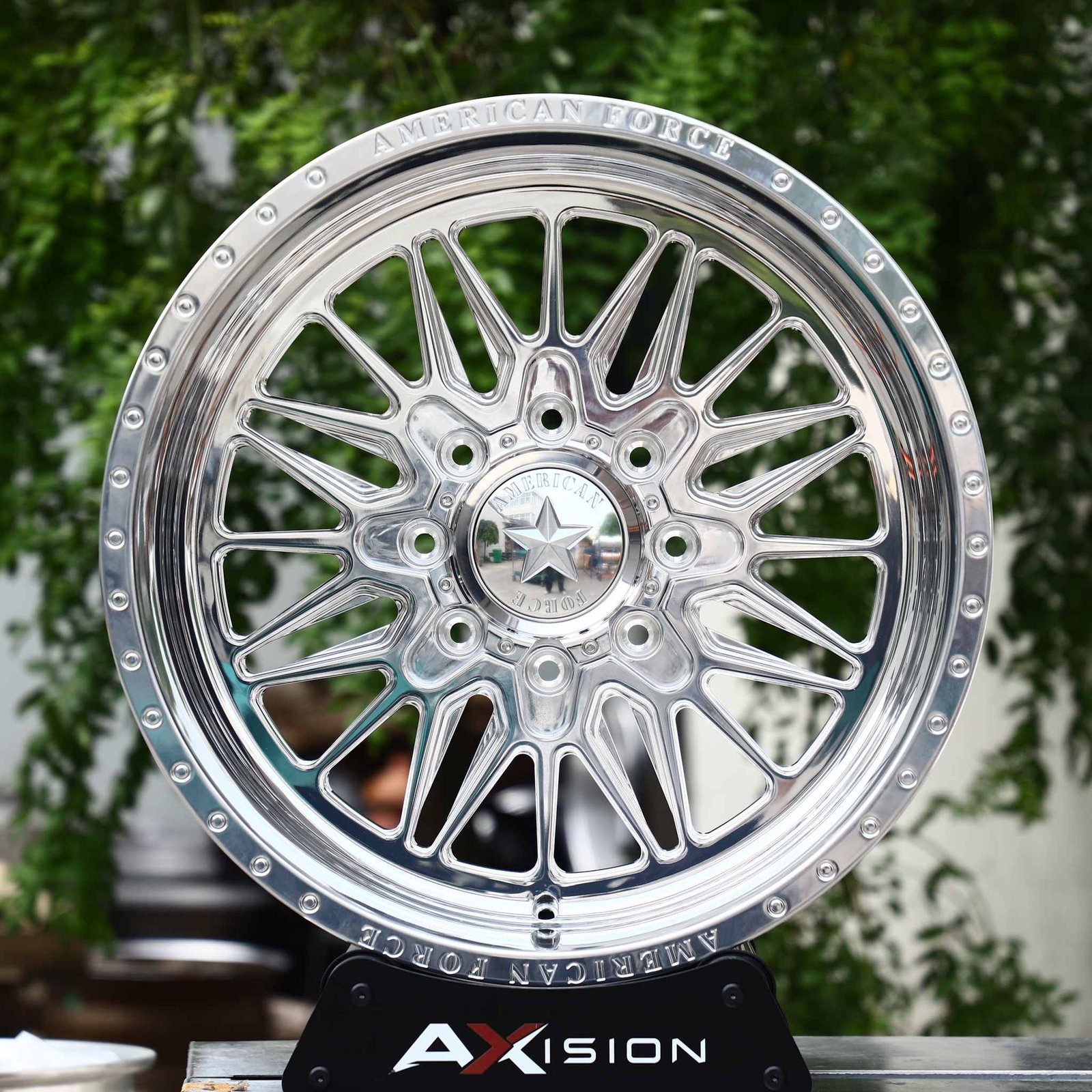 Chevrolet Silverado HD wheels – Polished Mesh Multi-Spoke (American Force-Style), front view