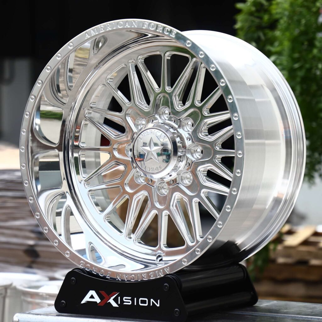 Ram 2500 wheels – Polished Mesh Multi-Spoke (American Force-Style), angled view