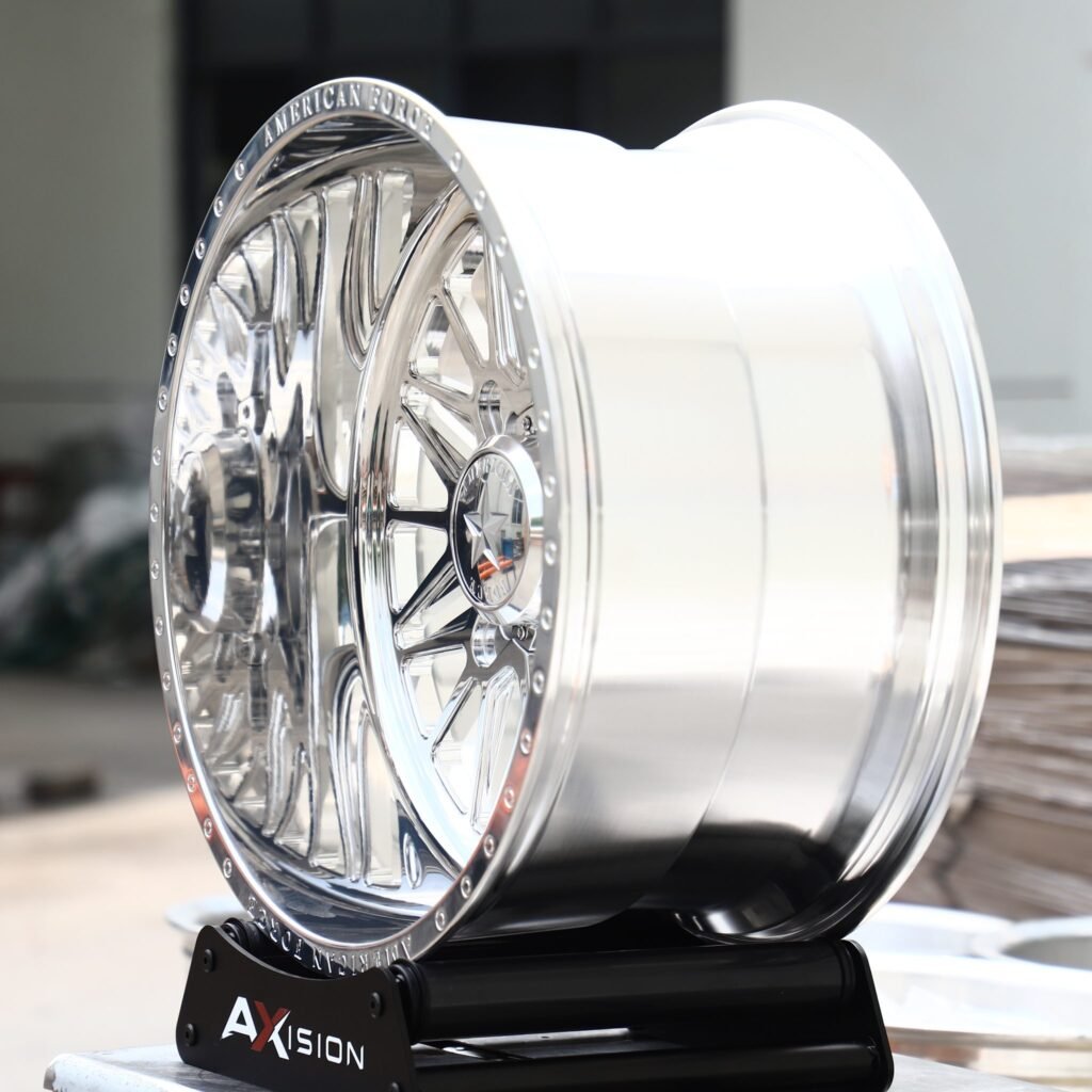 8x165.1 wheels – Polished Mesh Multi-Spoke (American Force-Style), side view