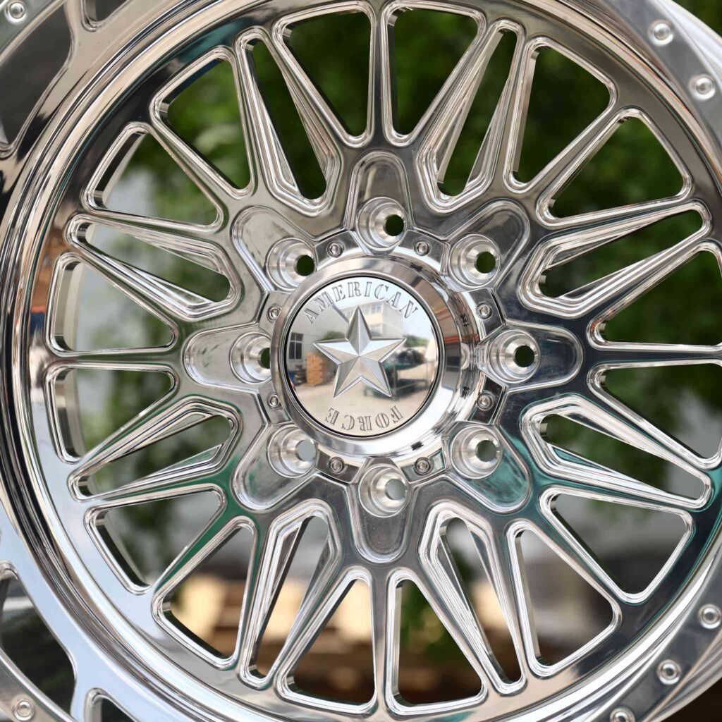 Chevrolet Silverado 2500HD wheels – Polished Mesh Multi-Spoke (American Force-Style), lip and barrel detail