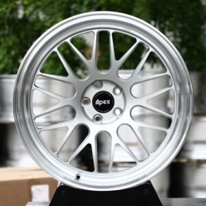 APEX-Style Bright Silver Mesh Polished Deep Lip Forged Wheels – BMW M3 / Audi RS5 Fitment (5-Lug)