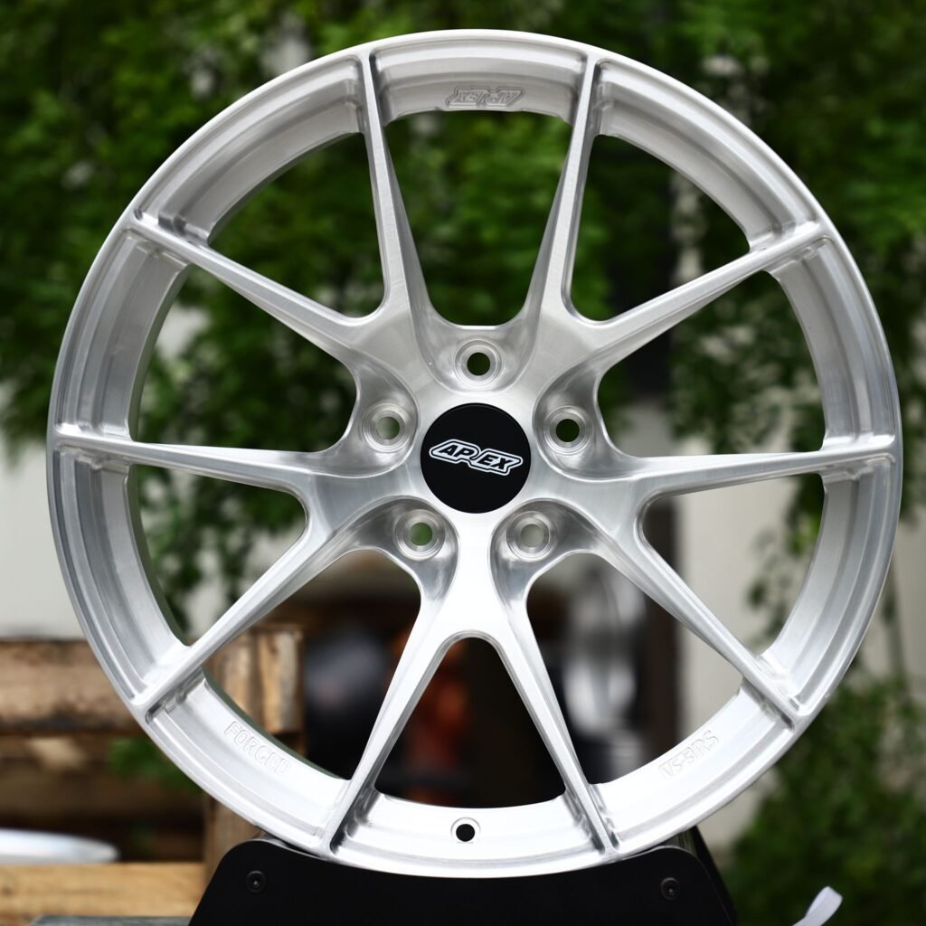 Audi RS3 8Y wheels – Brushed Silver 10-Spoke (APEX-Style), rear view