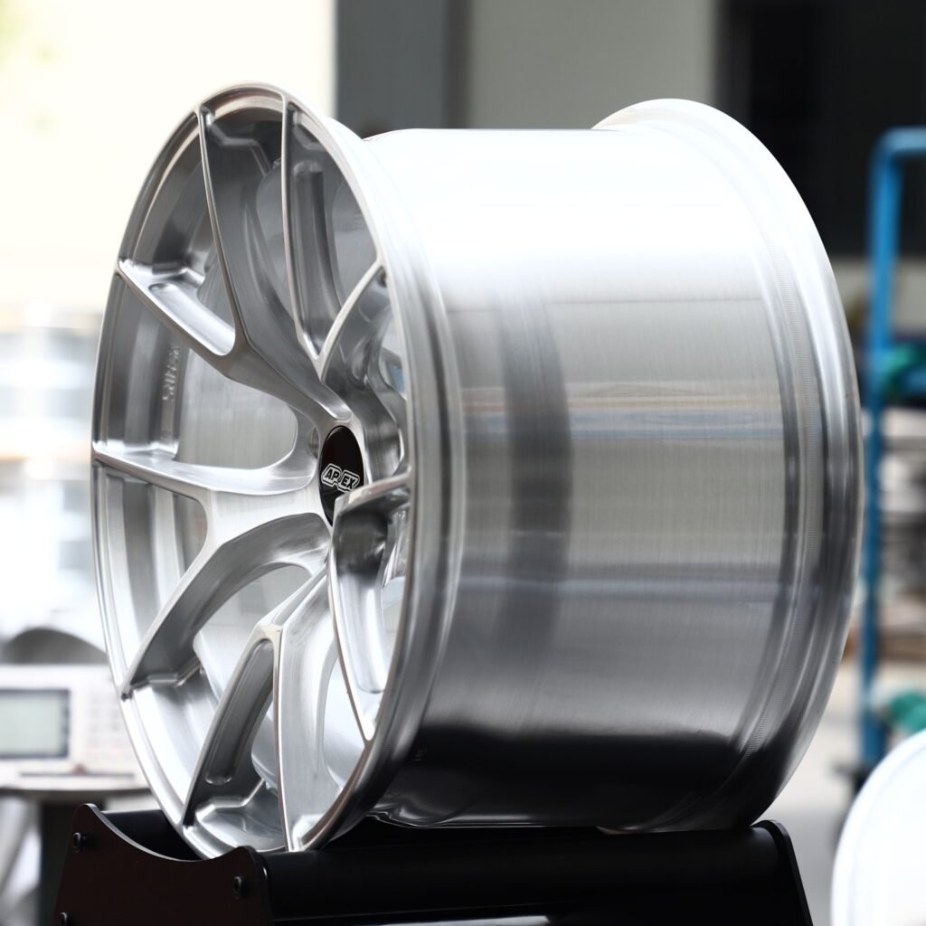 Audi S3 wheels – Brushed Silver 5 Y-Spoke Concave (APEX-Style), angled view