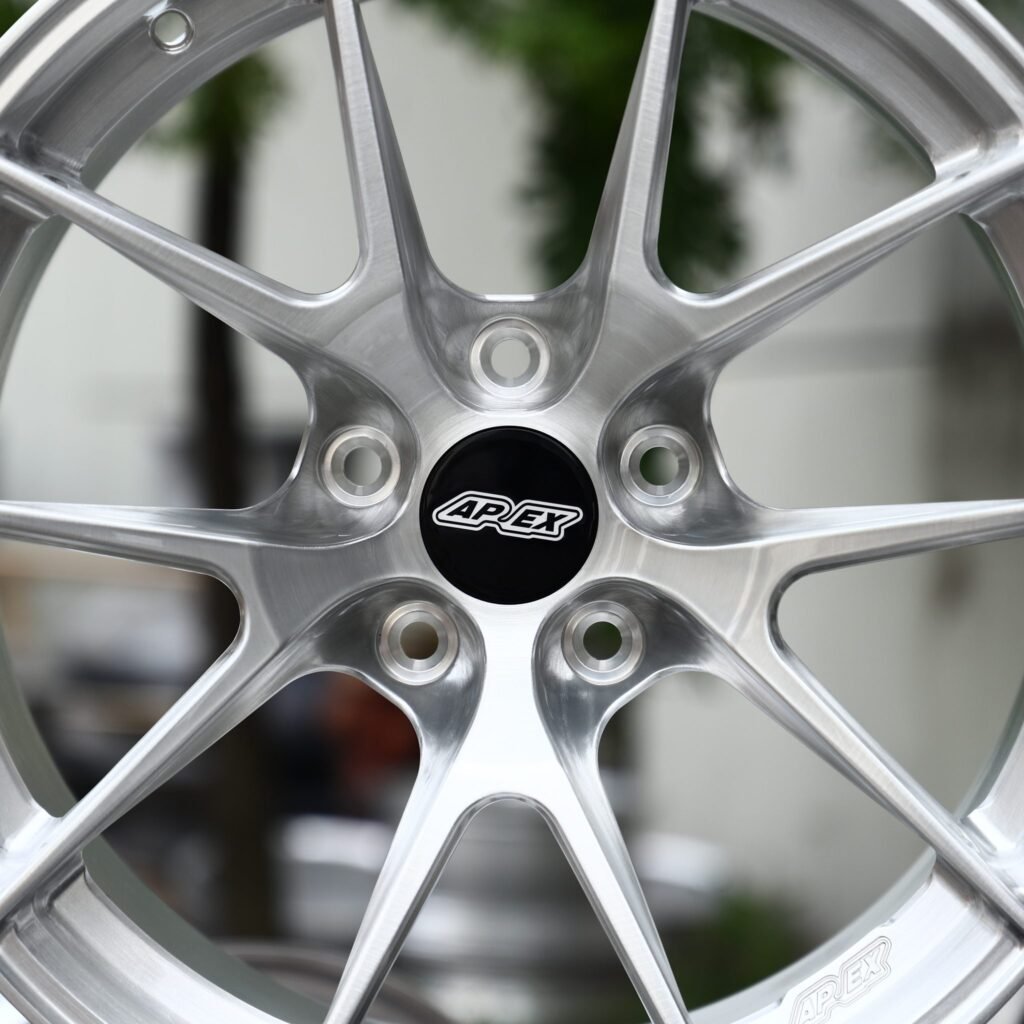 5x112 wheels – Brushed Silver 5 Y-Spoke Concave (APEX-Style), side view