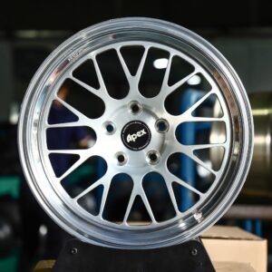 APEX-Style Brushed Silver Mesh Polished Deep Lip Forged Wheels – Lexus IS / ES Fitment (5-Lug)