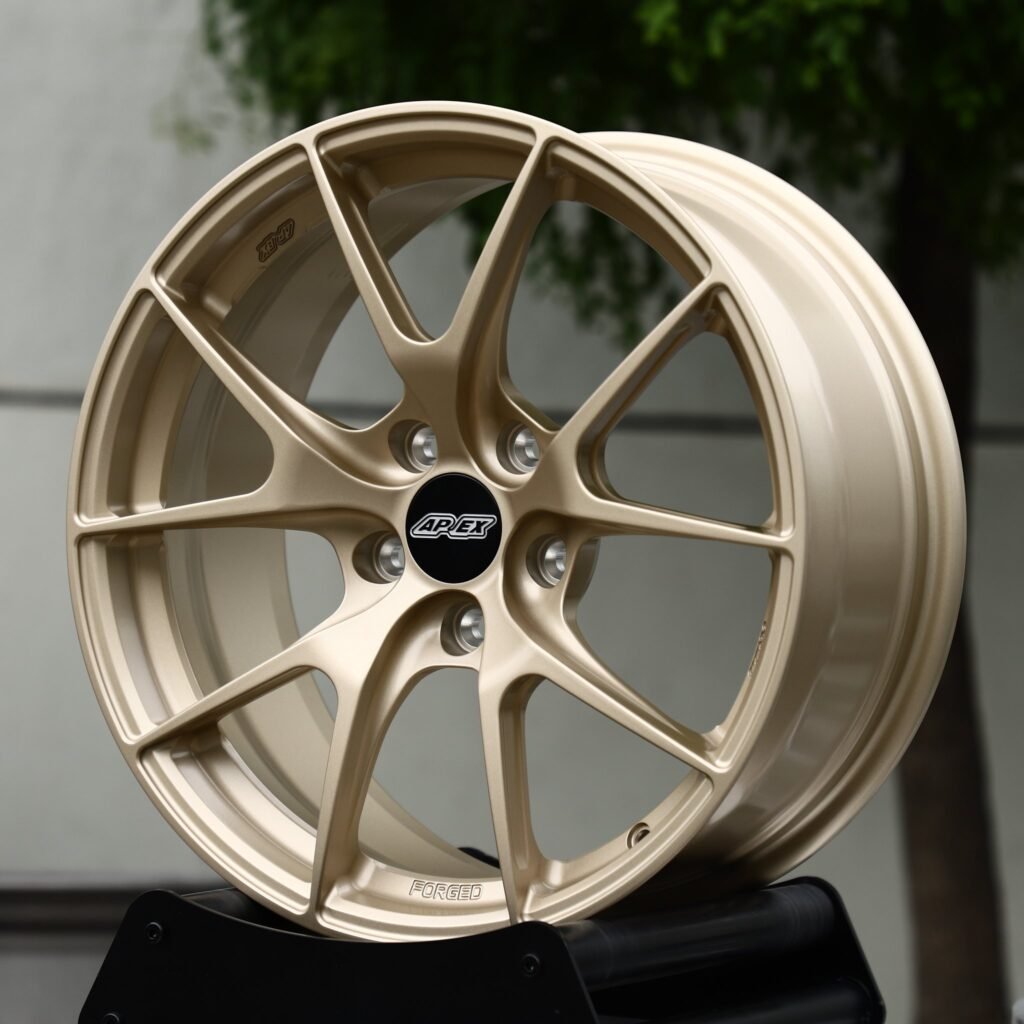 BMW M3 wheels – Champagne Gold 10-Spoke (APEX-Style), angled view